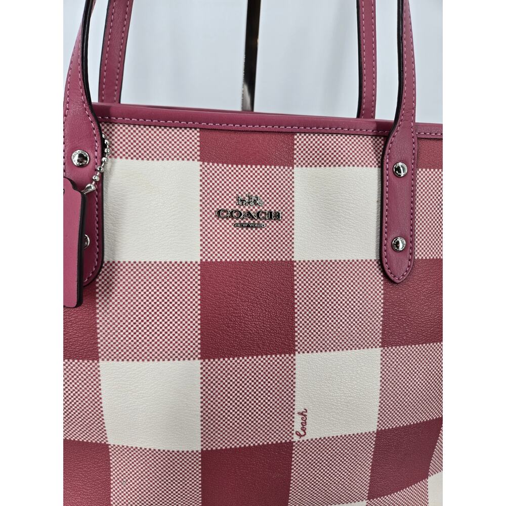 Coach City Zip Tote in Multi-Pink Plaid Print Style F66929 - Picture 4 of 16